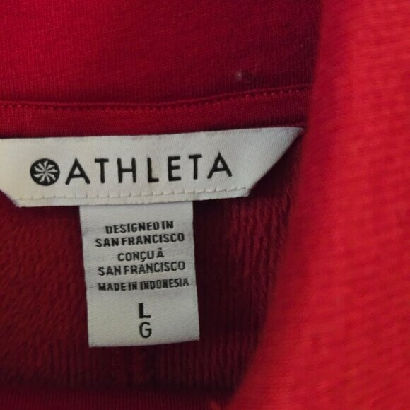 Athleta Cozy Karma Asym Sweatshirt Dress Red 2023 Mock Neck Zip Detail Size L - Picture 11 of 13